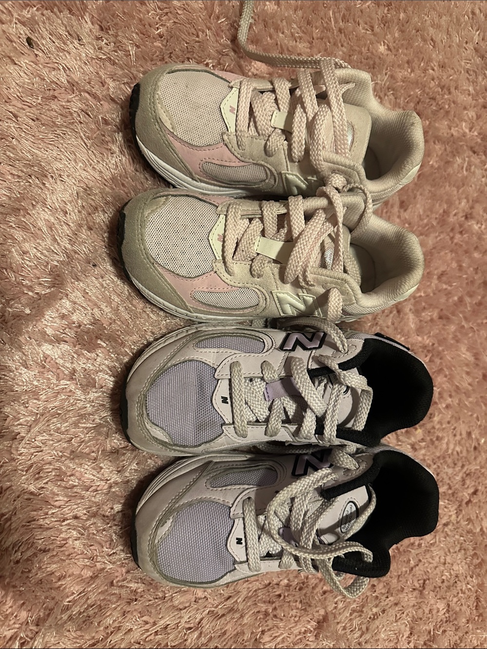 New Balance Kids Beige & Pink Sneakers — Twin Pair